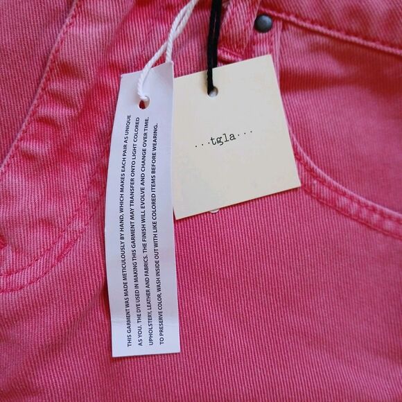 Tgla Women's Skirt Mini Size XS Denim Pink Raw Hem NWT Beachy Barbie - Picture 4 of 7